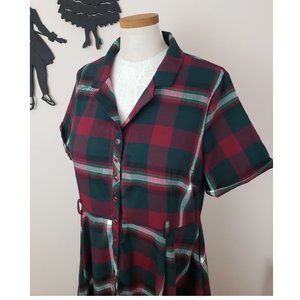 Collectif Clothing Caterina Red green Plaid Dress XL 16